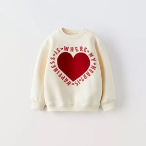 Zara Cream Sweatshirt with Red Heart Design